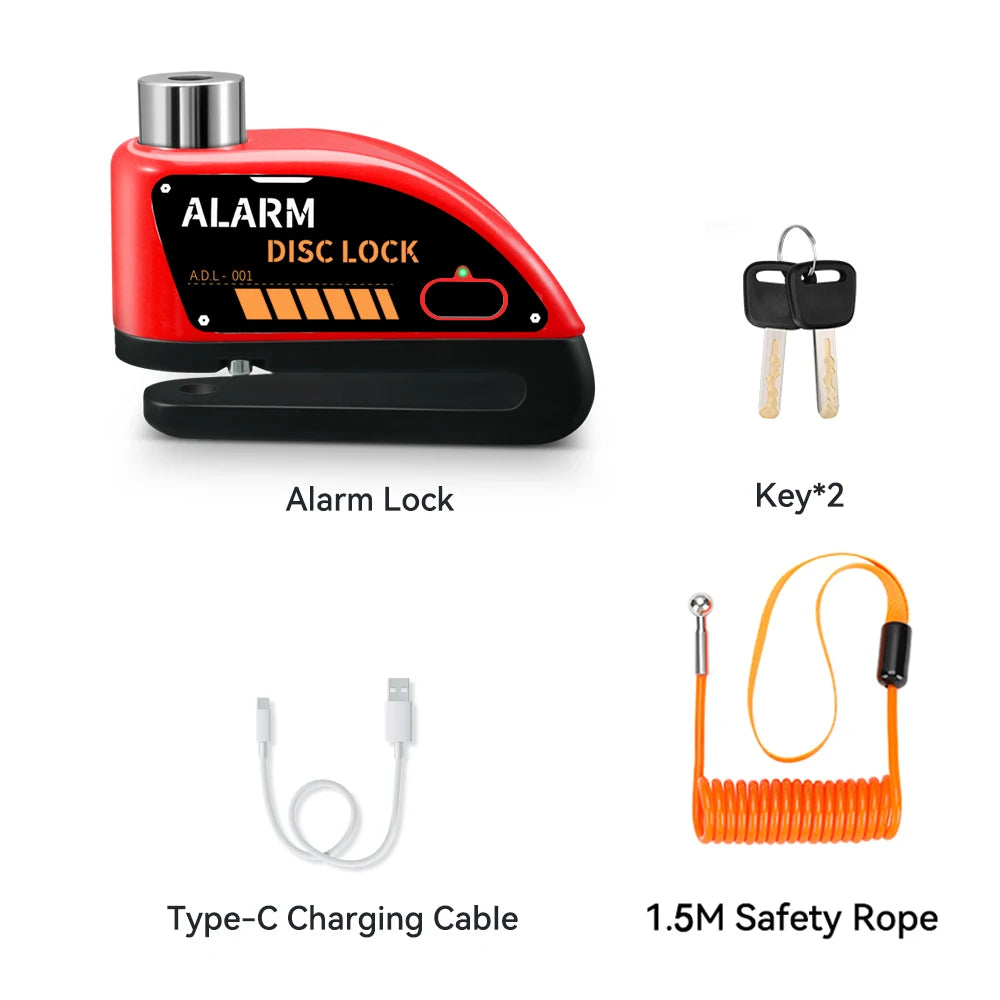 Extractme Motorcycle Alarm Disc Brake Lock 120dB Bicycle Wheel Disk Padlock Security Anti-Theft Lock Scooter Alarma Motocicleta