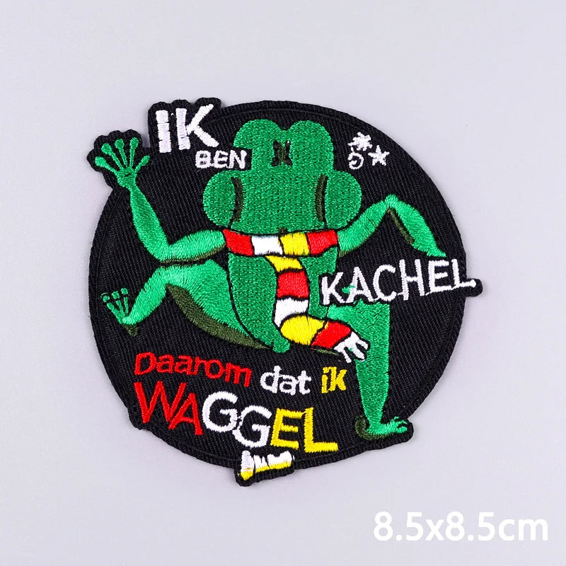 2025 New Designs Netherland Oeteldonk Carnival Iron On Patches For Clothes Oeteldonk Emblem Frog Embroidery Patch Festival Badge