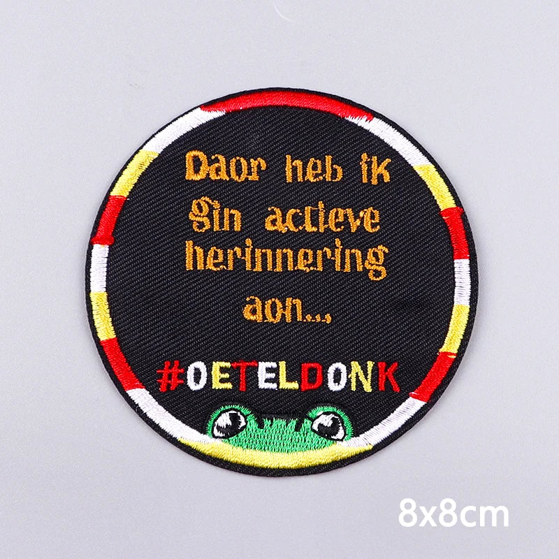 2025 New Designs Netherland Oeteldonk Carnival Iron On Patches For Clothes Oeteldonk Emblem Frog Embroidery Patch Festival Badge