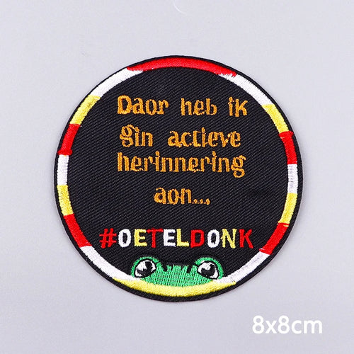 2025 New Designs Netherland Oeteldonk Carnival Iron On Patches For Clothes Oeteldonk Emblem Frog Embroidery Patch Festival Badge