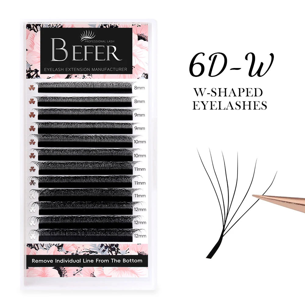 Befer Cilios YY/3D/4D/5D/6D W Shaped Fake Eyelashes Extension Technologic Fiber High Quality Soft Natural Professional Wholesale