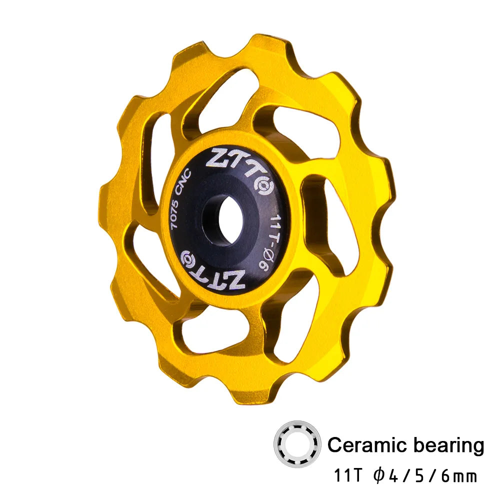 ZTTO 11T MTB Bicycle Rear Derailleur Jockey Wheel Ceramic Bearing Pulley AL7075 CNC Road Bike Guide Roller Idler 4mm 5mm 6mm