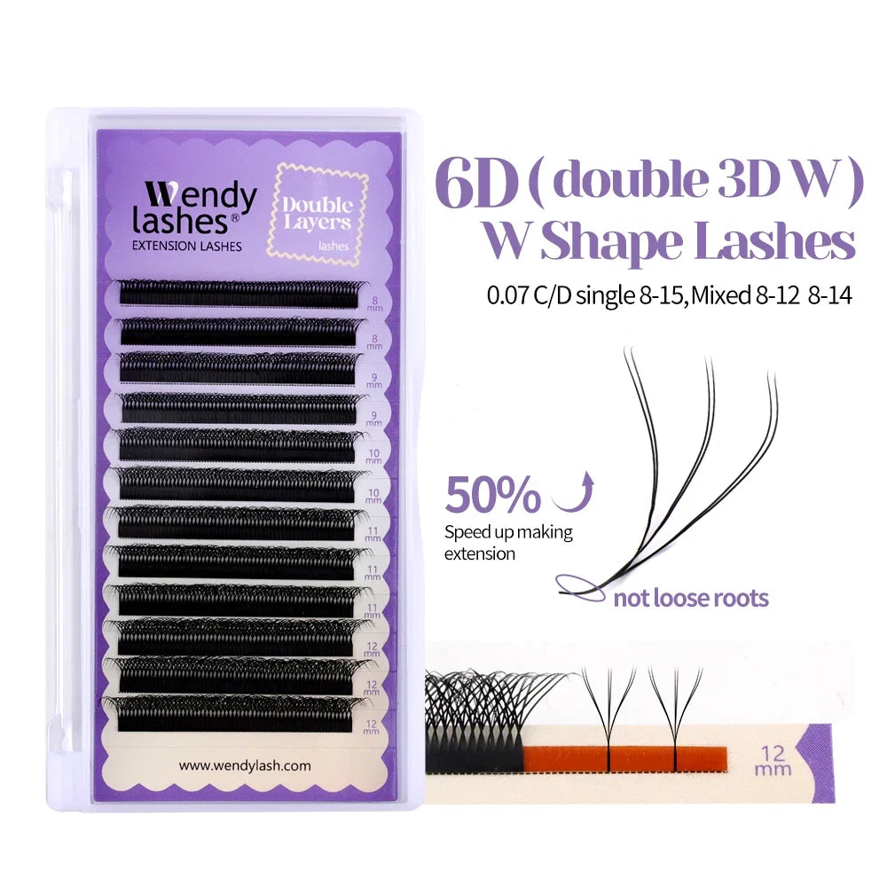 Wendy Lashes YY Shape Eyelash Extensions Automatic Flowering W Shape Bloom 3D 4D 5D 6D 8DPremade Supplies Black Lashes Cilios 5D