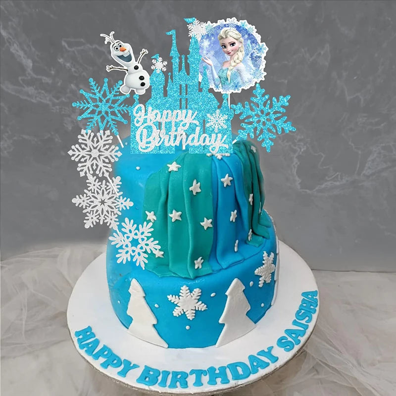8Pcs Disney Princess Frozen Theme Cake Decorations Cake Topper Kids Girls Birthday Party Supplies Baby Shower Gift