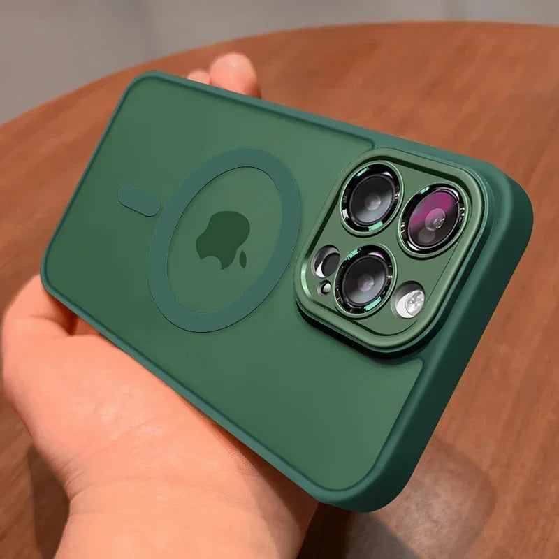 Matte Armor Wireless Charge Translucent Case For iPhone 16 15 14 13 11 12 Pro Max Plus Magnetic For Magsafe High Quality Cover