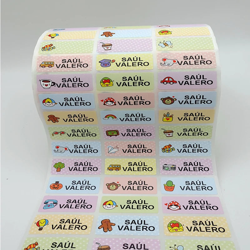 120pcs Name Tag Custom Waterproof Kawaii Stickers Decals Personalized Name Label for Children School Stationery Bottle Sticker