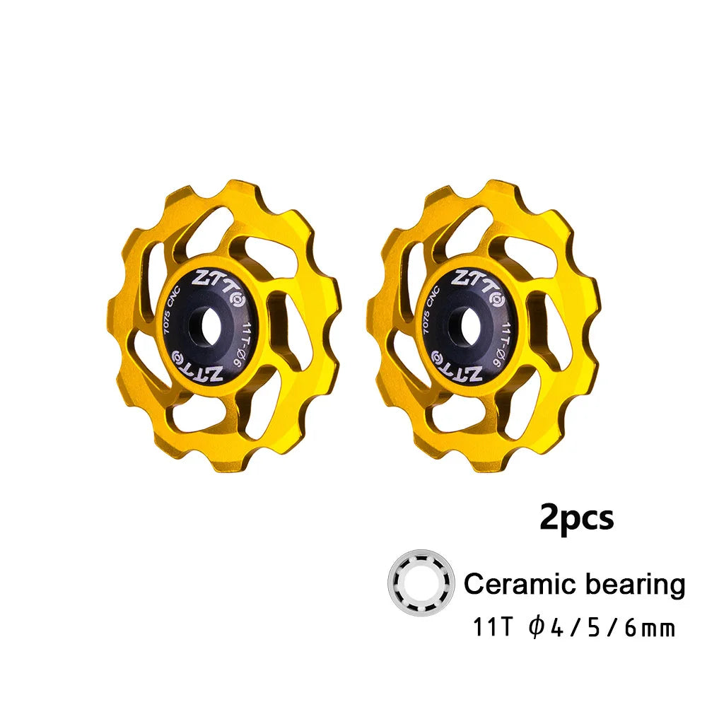 ZTTO 11T MTB Bicycle Rear Derailleur Jockey Wheel Ceramic Bearing Pulley AL7075 CNC Road Bike Guide Roller Idler 4mm 5mm 6mm