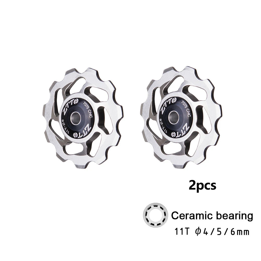 ZTTO 11T MTB Bicycle Rear Derailleur Jockey Wheel Ceramic Bearing Pulley AL7075 CNC Road Bike Guide Roller Idler 4mm 5mm 6mm