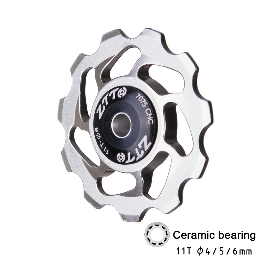 ZTTO 11T MTB Bicycle Rear Derailleur Jockey Wheel Ceramic Bearing Pulley AL7075 CNC Road Bike Guide Roller Idler 4mm 5mm 6mm