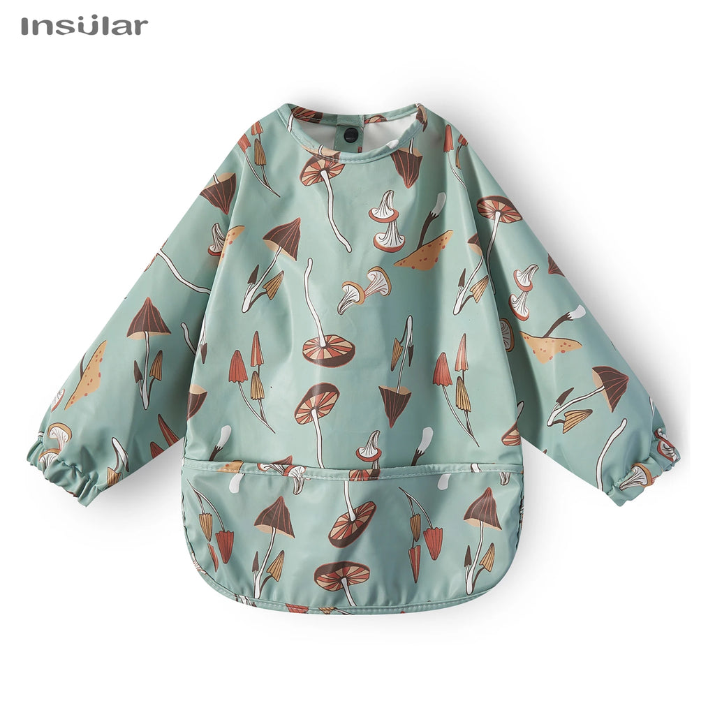 New Children Feeding Aprons Long sleeve Baby bib with Pocket Full Cover Baby Bibs with Pocket waterproof long sleeve bibs