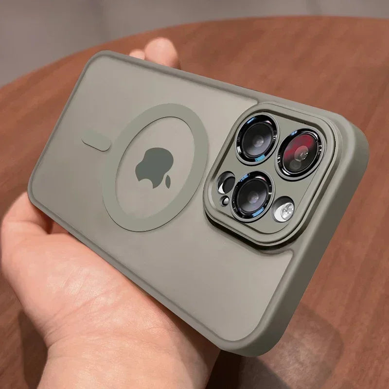 Matte Armor Wireless Charge Translucent Case For iPhone 16 15 14 13 11 12 Pro Max Plus Magnetic For Magsafe High Quality Cover