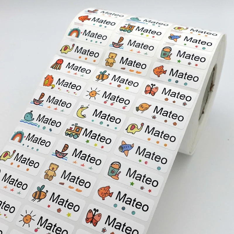 120pcs Name Tag Custom Waterproof Kawaii Stickers Decals Personalized Name Label for Children School Stationery Bottle Sticker