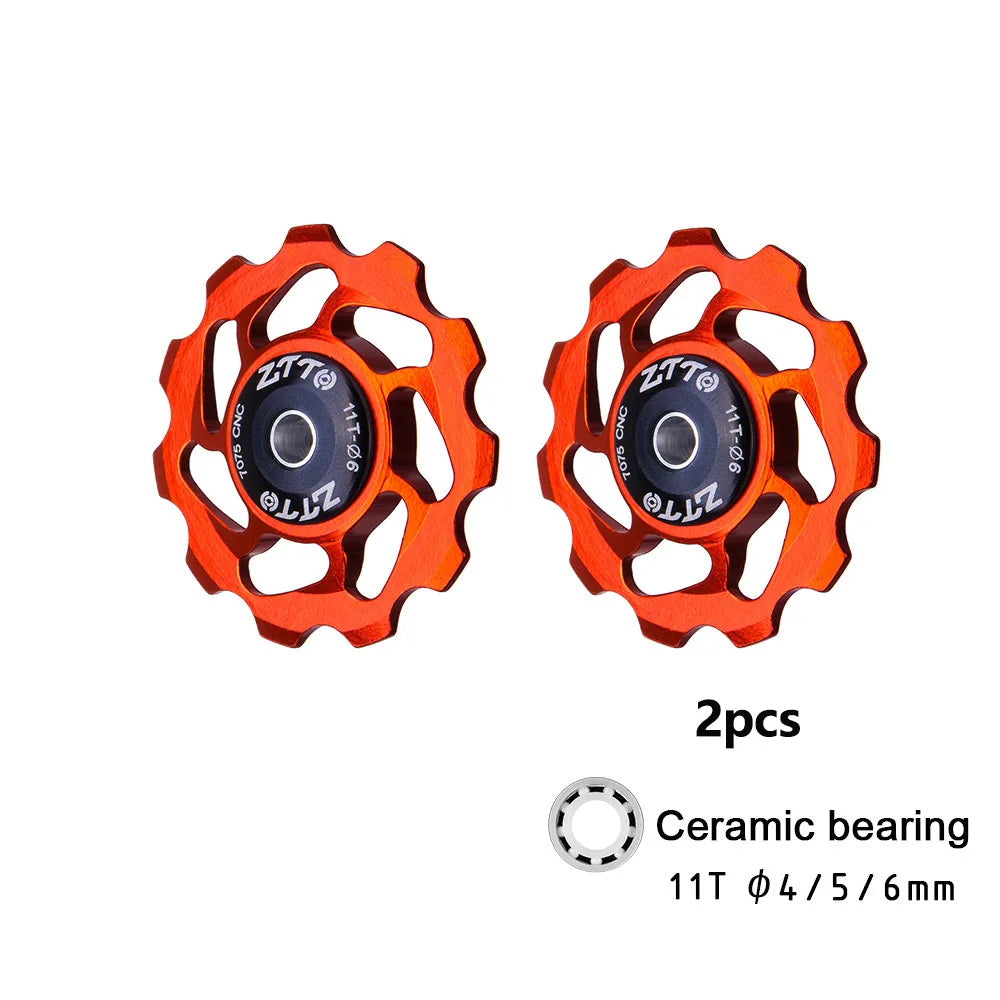 ZTTO 11T MTB Bicycle Rear Derailleur Jockey Wheel Ceramic Bearing Pulley AL7075 CNC Road Bike Guide Roller Idler 4mm 5mm 6mm