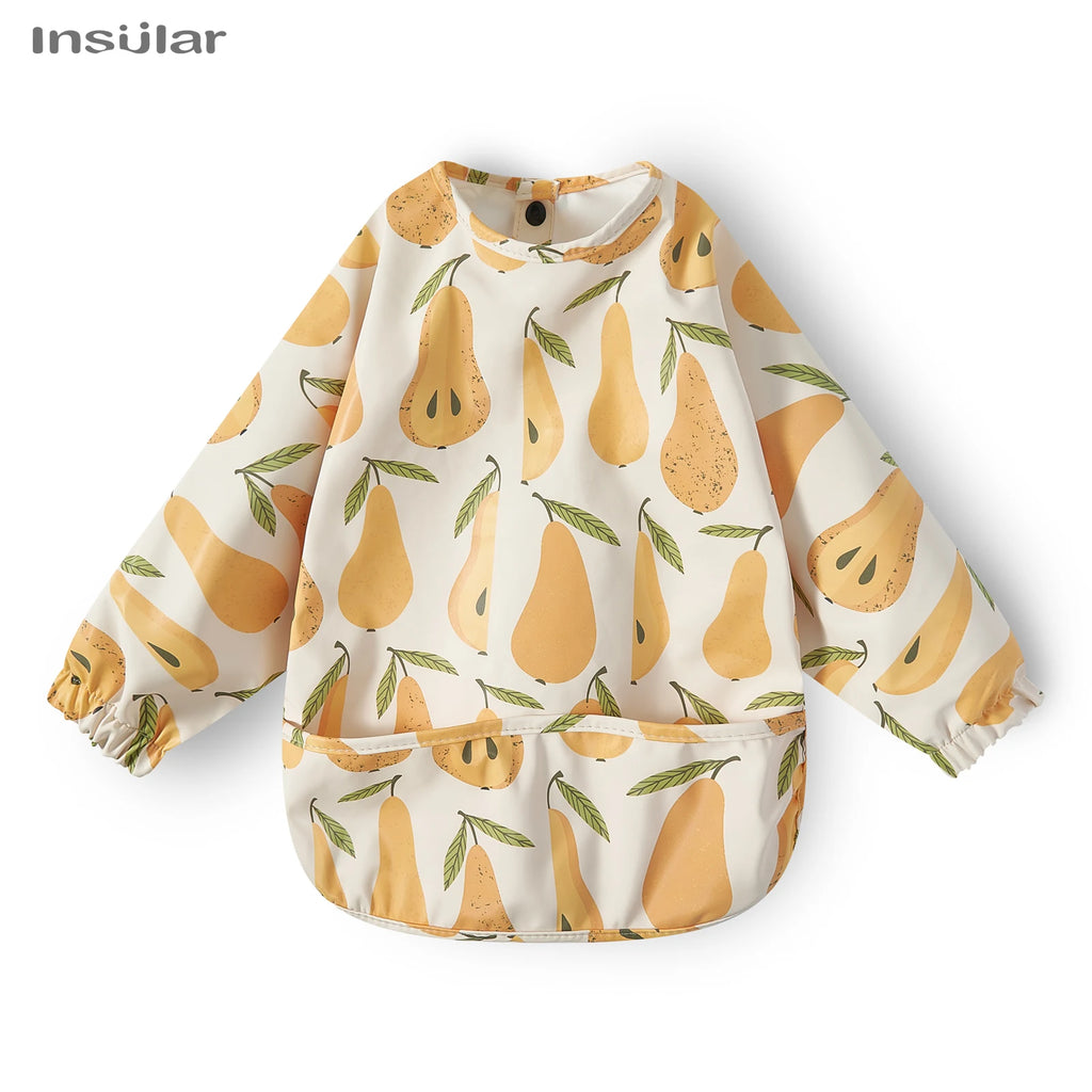 New Children Feeding Aprons Long sleeve Baby bib with Pocket Full Cover Baby Bibs with Pocket waterproof long sleeve bibs