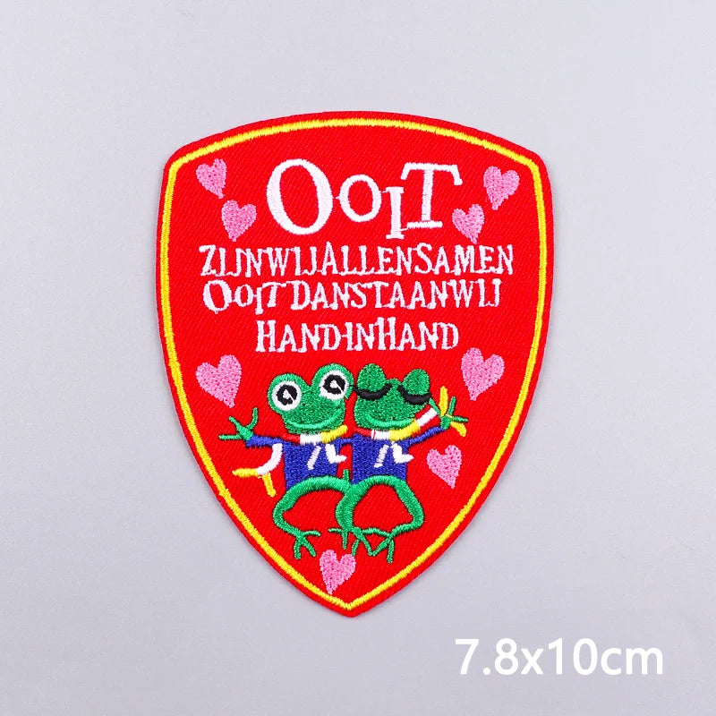 2025 New Designs Netherland Oeteldonk Carnival Iron On Patches For Clothes Oeteldonk Emblem Frog Embroidery Patch Festival Badge