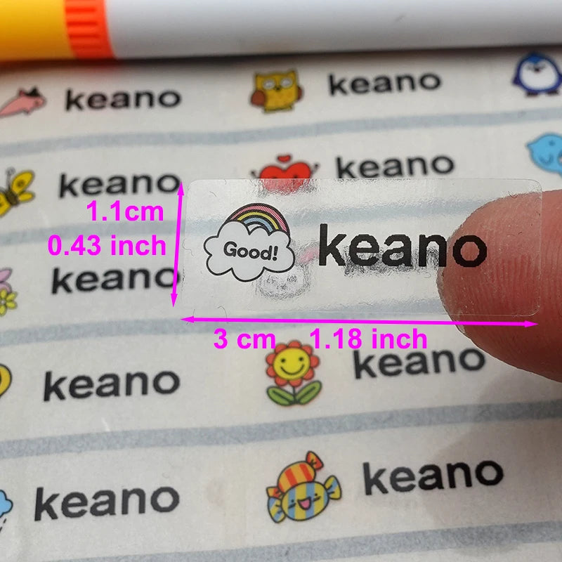 120pcs Name Tag Custom Waterproof Kawaii Stickers Decals Personalized Name Label for Children School Stationery Bottle Sticker