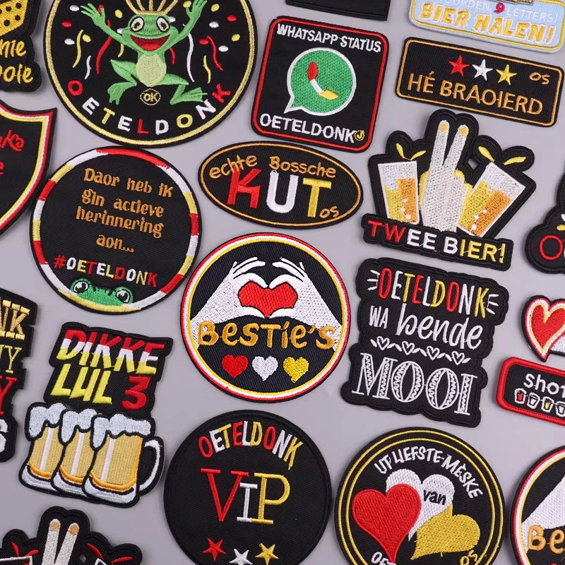 2025 New Designs Netherland Oeteldonk Carnival Iron On Patches For Clothes Oeteldonk Emblem Frog Embroidery Patch Festival Badge