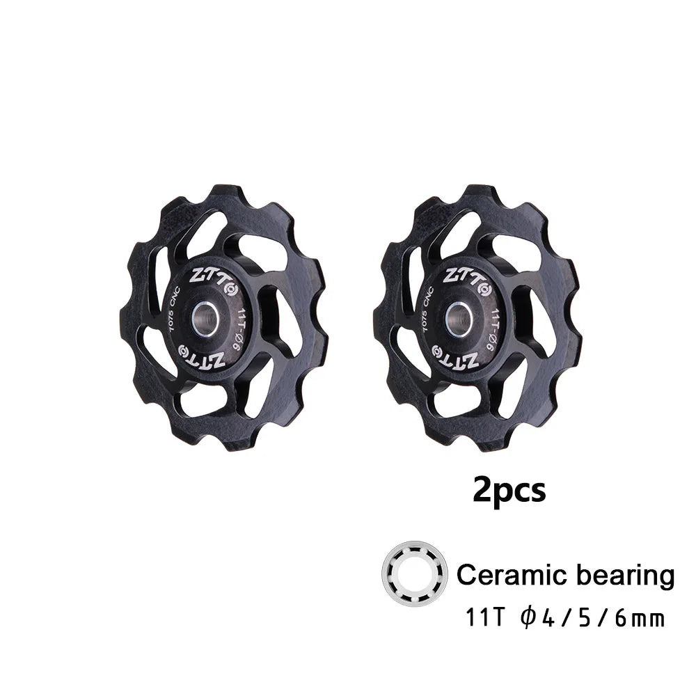 ZTTO 11T MTB Bicycle Rear Derailleur Jockey Wheel Ceramic Bearing Pulley AL7075 CNC Road Bike Guide Roller Idler 4mm 5mm 6mm