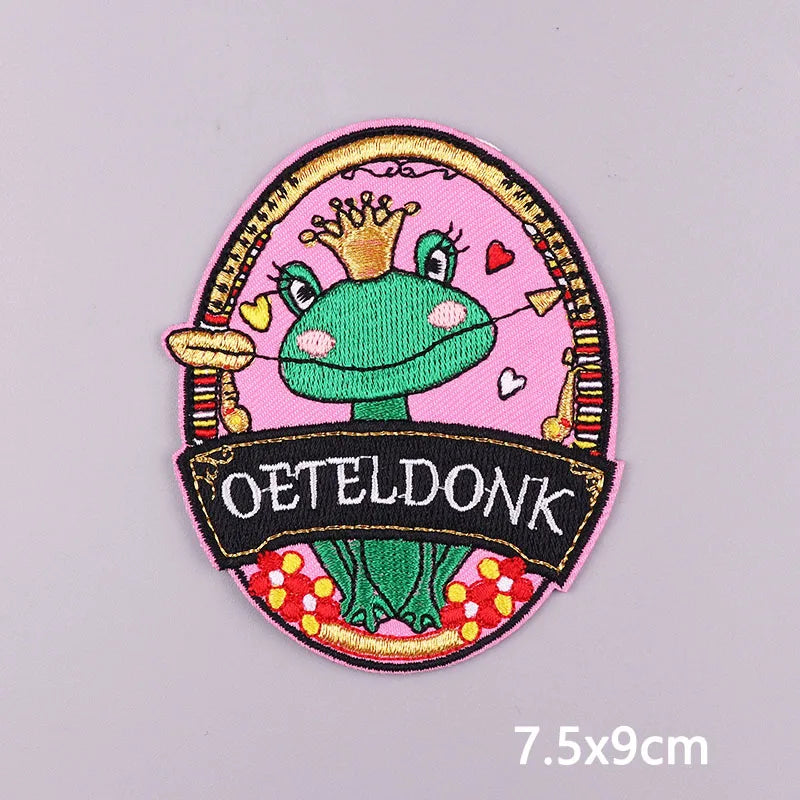2025 New Designs Netherland Oeteldonk Carnival Iron On Patches For Clothes Oeteldonk Emblem Frog Embroidery Patch Festival Badge