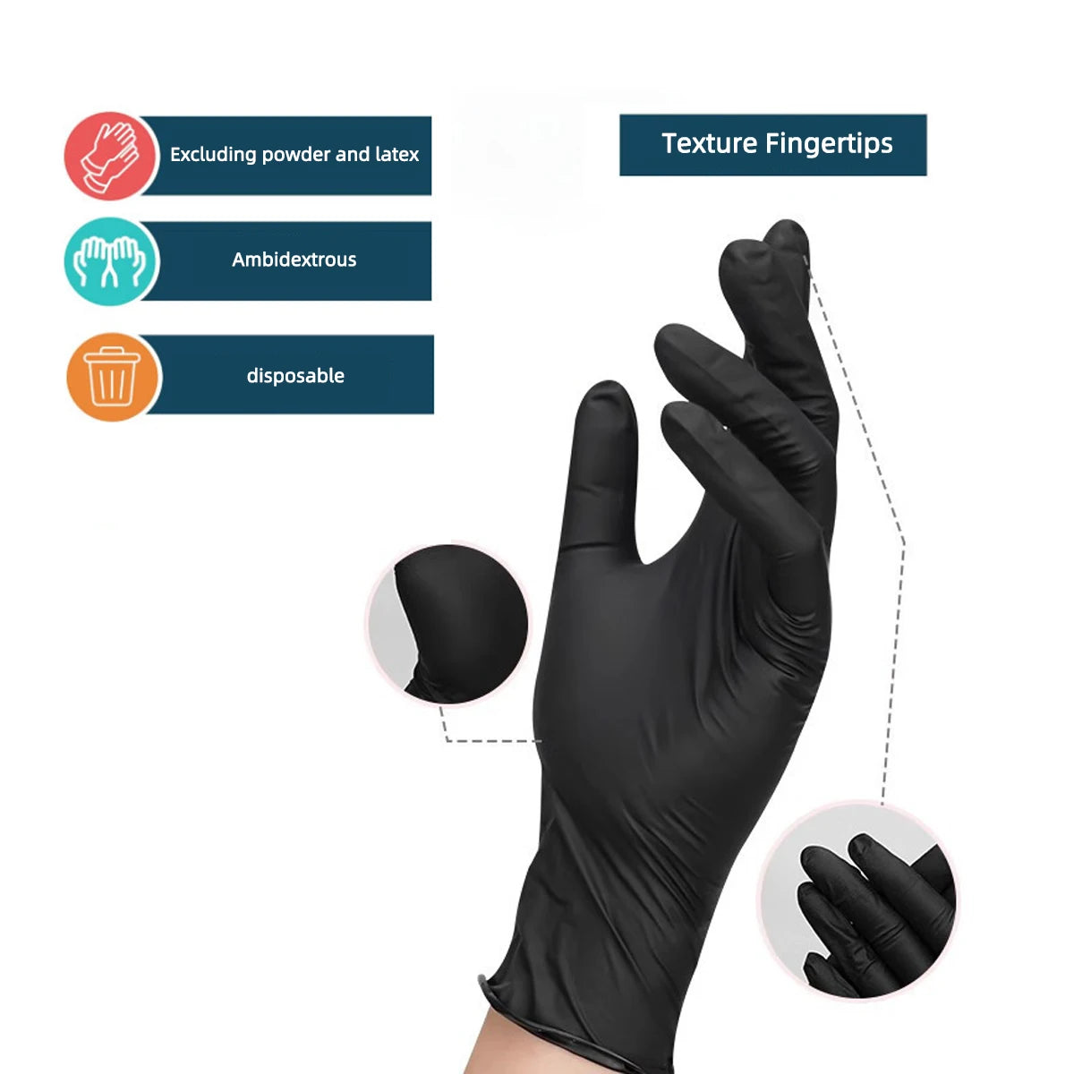 10/20/50/100PCS Bagged Disposable Gloves Black Disposable Gloves Household Kitchen Cooking Tools Car Wash Household Cleaning