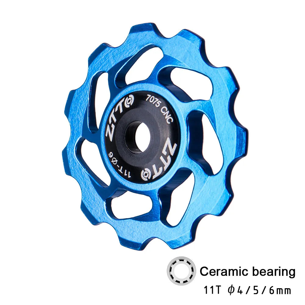 ZTTO 11T MTB Bicycle Rear Derailleur Jockey Wheel Ceramic Bearing Pulley AL7075 CNC Road Bike Guide Roller Idler 4mm 5mm 6mm