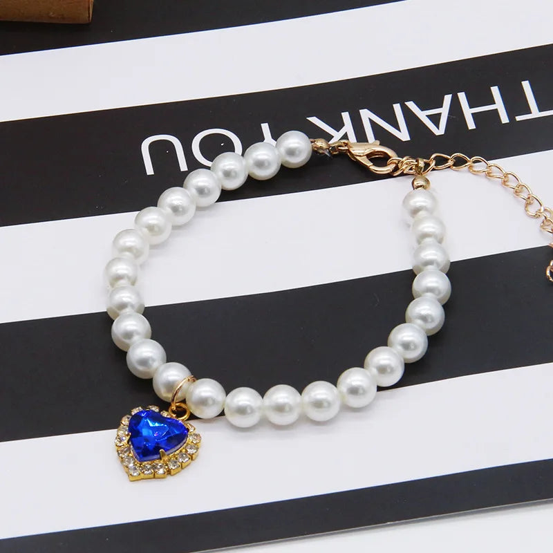 New Cat Collar Decoration Pet Cute Exquisite Neck Kitten Adjustable Summer Cat Necklace High Simulation Pearls Pet Supplies