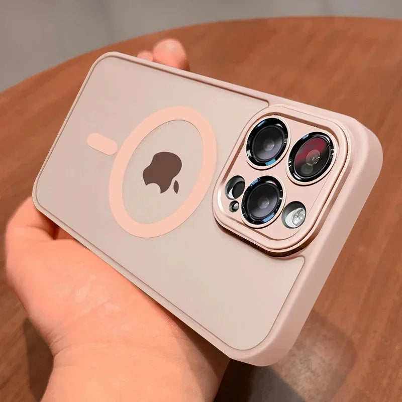 Matte Armor Wireless Charge Translucent Case For iPhone 16 15 14 13 11 12 Pro Max Plus Magnetic For Magsafe High Quality Cover