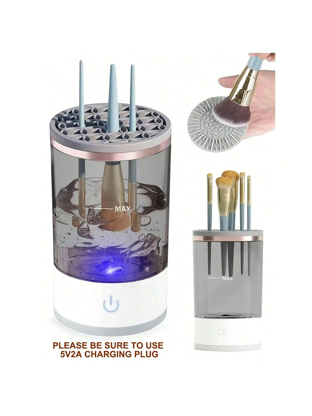 USB Plug Portable Electric Makeup Brush Cleaner with Rubber Makeup Machine Electric USB Quick Cleaner Cleaning Brush Collar Brus