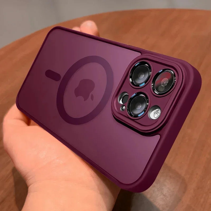 Matte Armor Wireless Charge Translucent Case For iPhone 16 15 14 13 11 12 Pro Max Plus Magnetic For Magsafe High Quality Cover