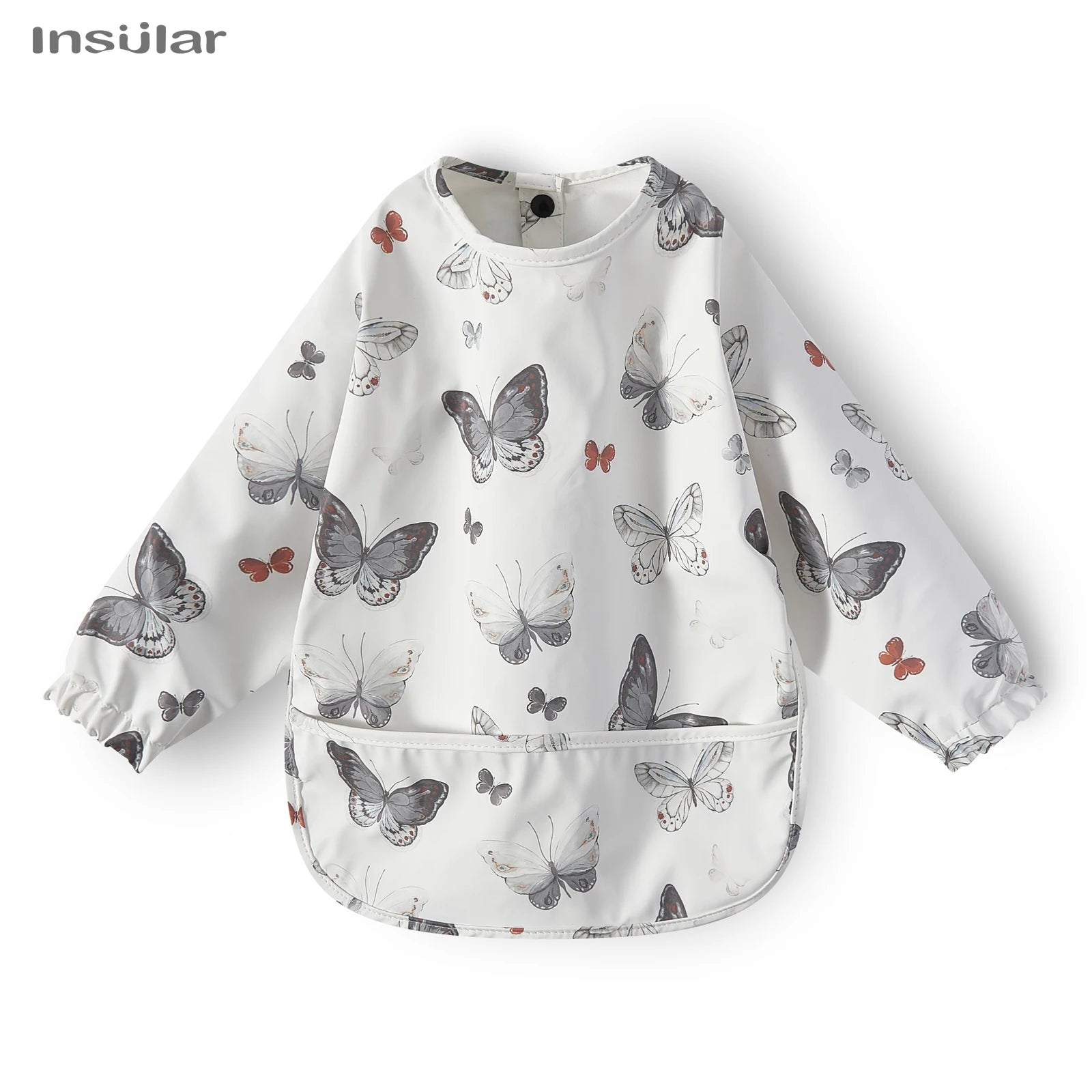 New Children Feeding Aprons Long sleeve Baby bib with Pocket Full Cover Baby Bibs with Pocket waterproof long sleeve bibs
