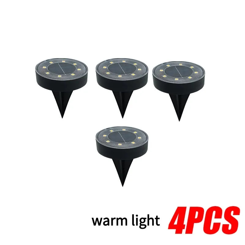 LED Outdoor Solar Power Ground Light IP68 Waterproof Lighting Control Path Deck Lights Yard Driveway Lawn Garden Decoration Lamp
