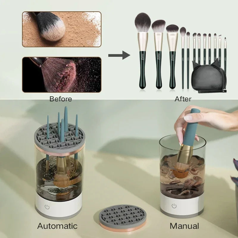 USB Plug Portable Electric Makeup Brush Cleaner with Rubber Makeup Machine Electric USB Quick Cleaner Cleaning Brush Collar Brus