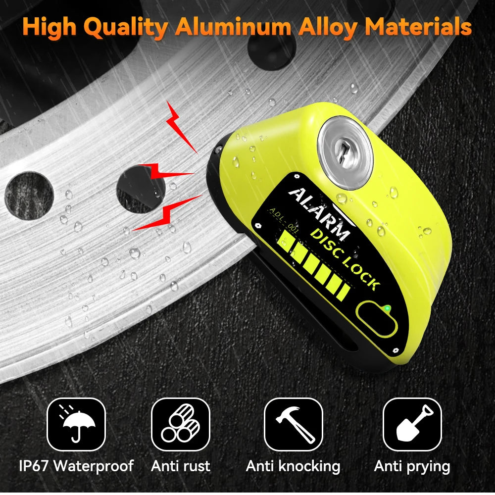 Extractme Motorcycle Alarm Disc Brake Lock 120dB Bicycle Wheel Disk Padlock Security Anti-Theft Lock Scooter Alarma Motocicleta