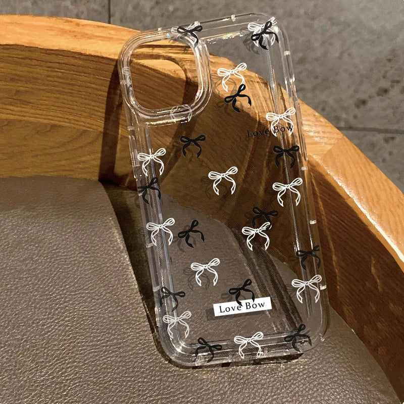 Colorful Bow Print Clear Case  For iPhone 17 16 14 13 12 11 15 Pro Max XR X XS 7 8 Plus Transparent Tpu Shockproof Phone Cover
