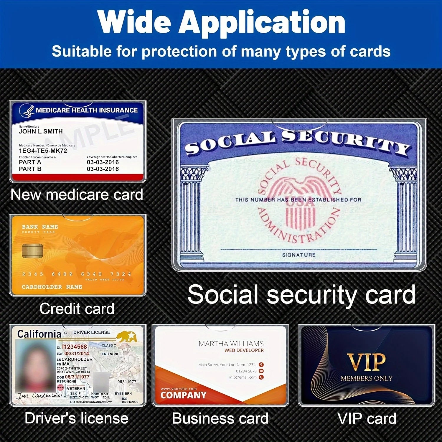 8 pcs of PVC card protective cover, suitable for social security, medical insurance, and credit cards - secure storage solution