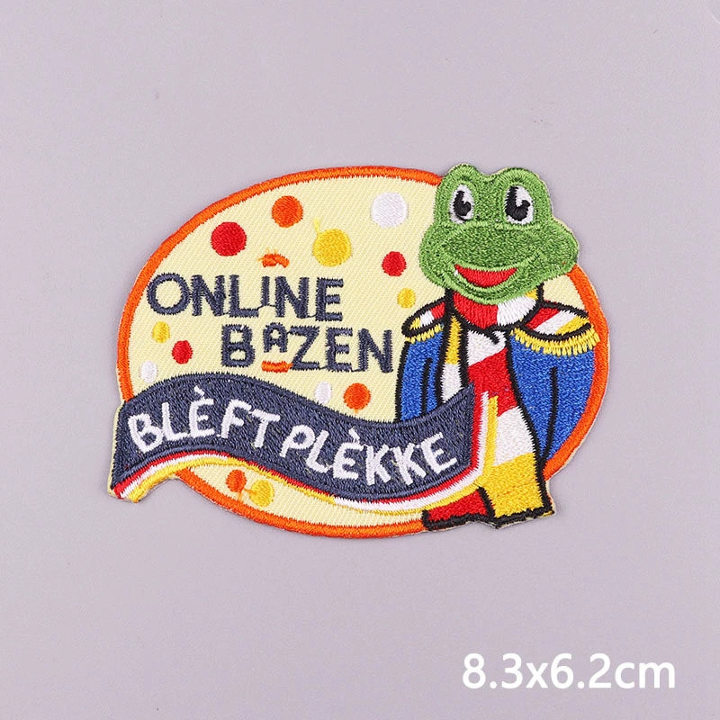 2025 New Designs Netherland Oeteldonk Carnival Iron On Patches For Clothes Oeteldonk Emblem Frog Embroidery Patch Festival Badge