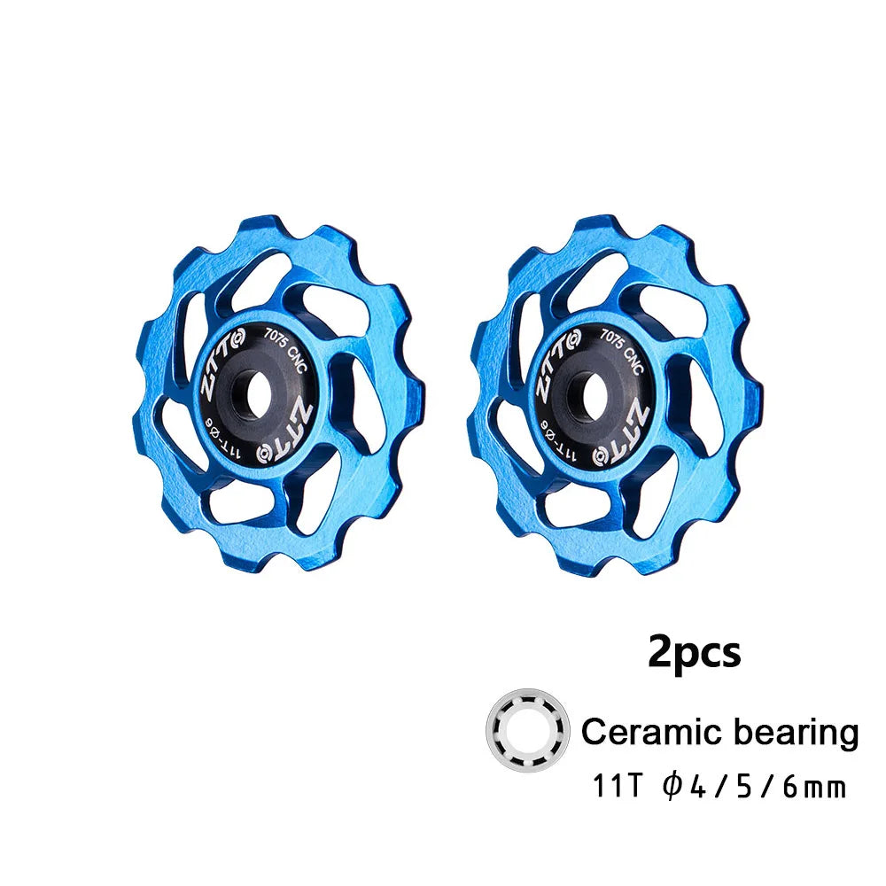 ZTTO 11T MTB Bicycle Rear Derailleur Jockey Wheel Ceramic Bearing Pulley AL7075 CNC Road Bike Guide Roller Idler 4mm 5mm 6mm