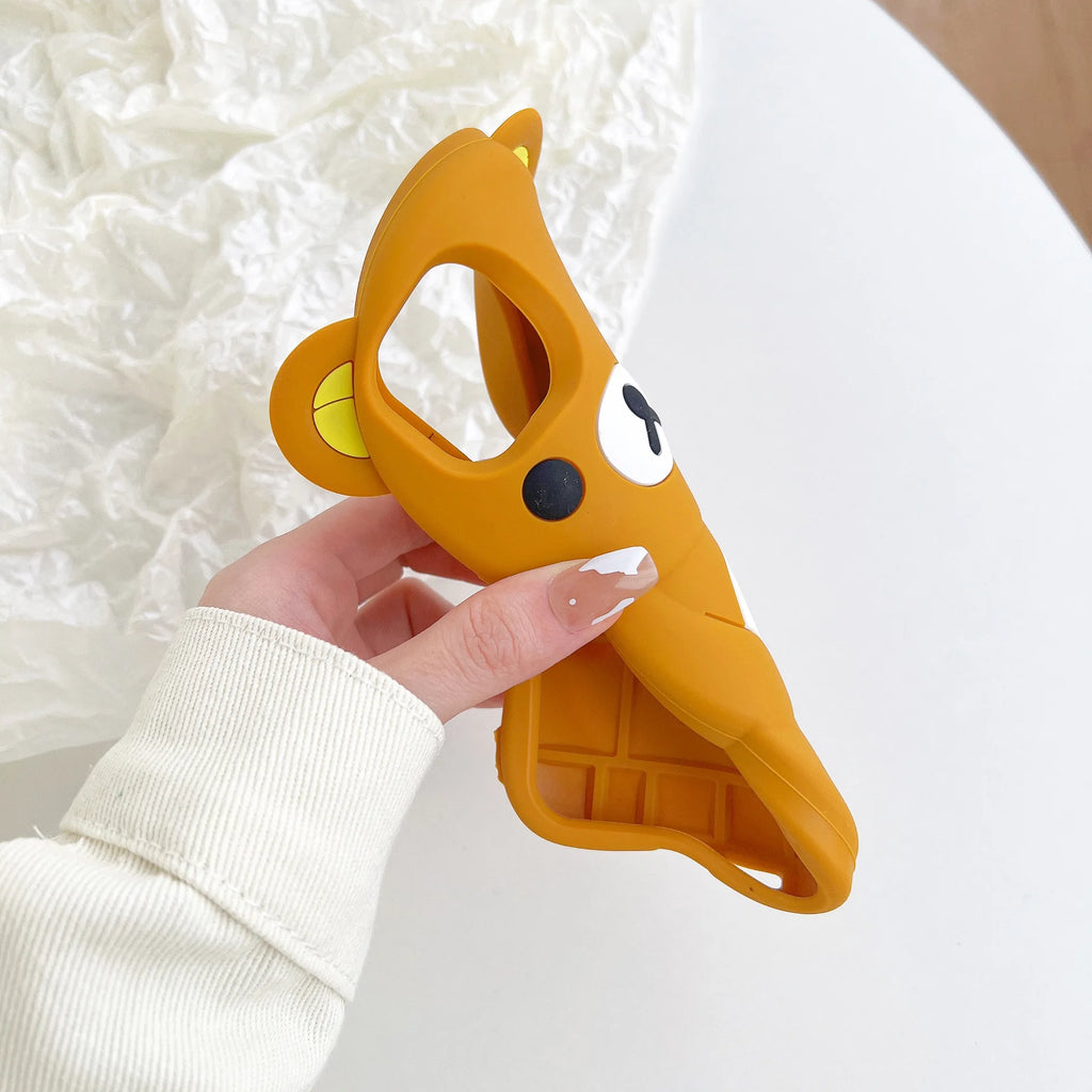 Rilakkuma Bear Silicone Soft Cover Case For iPhone 17 16 15 14 13 12 11 Pro Max mini Plus Xs XR 6 7 8 Plus