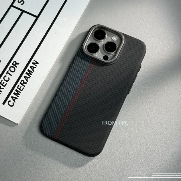 Carbon Fibre Magnetic Phone Case 16 Cover for iPhone 15 14 Pro Max Wireless Charging MagSafe Shell Alloy Camera Ring Armor Funda