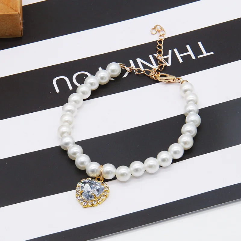 New Cat Collar Decoration Pet Cute Exquisite Neck Kitten Adjustable Summer Cat Necklace High Simulation Pearls Pet Supplies