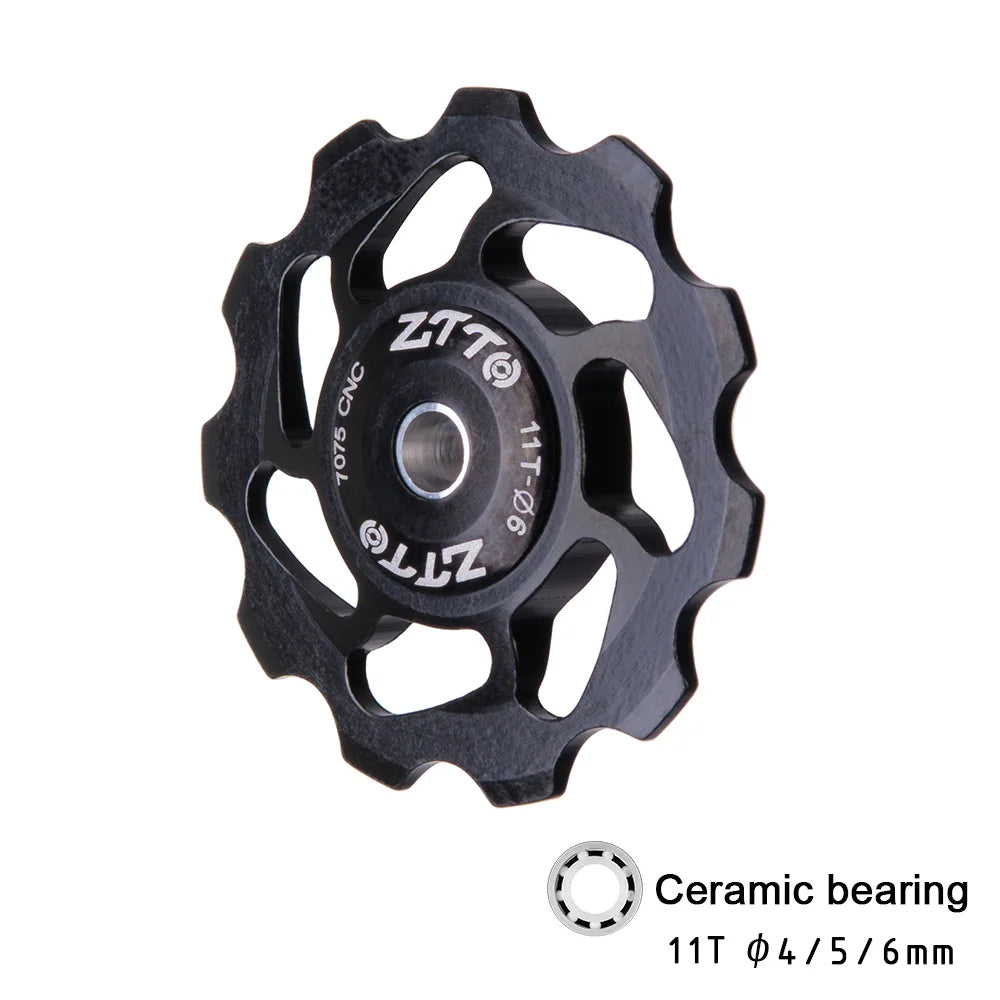 ZTTO 11T MTB Bicycle Rear Derailleur Jockey Wheel Ceramic Bearing Pulley AL7075 CNC Road Bike Guide Roller Idler 4mm 5mm 6mm