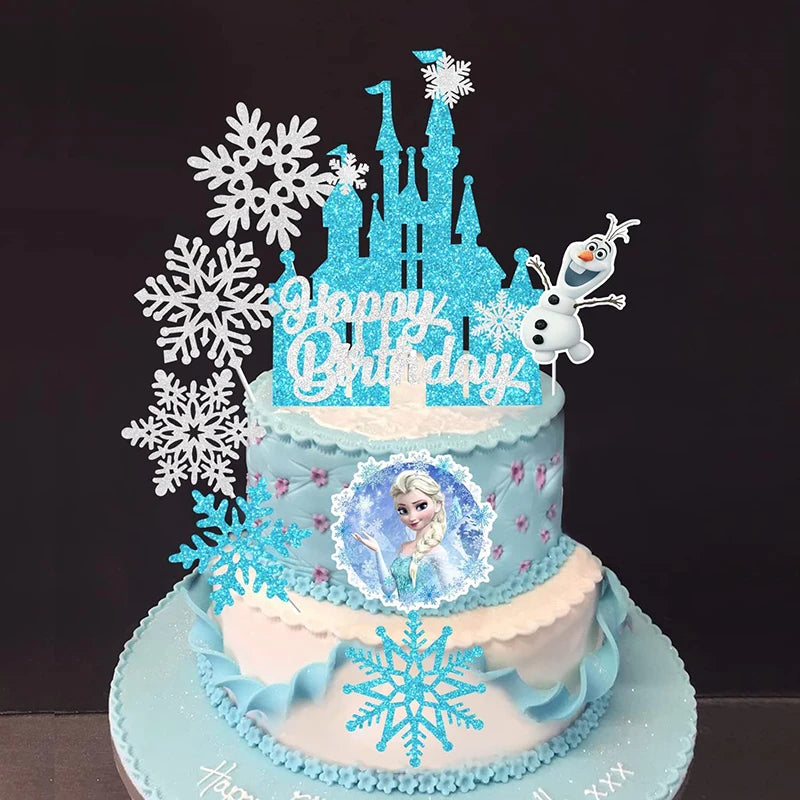 8Pcs Disney Princess Frozen Theme Cake Decorations Cake Topper Kids Girls Birthday Party Supplies Baby Shower Gift