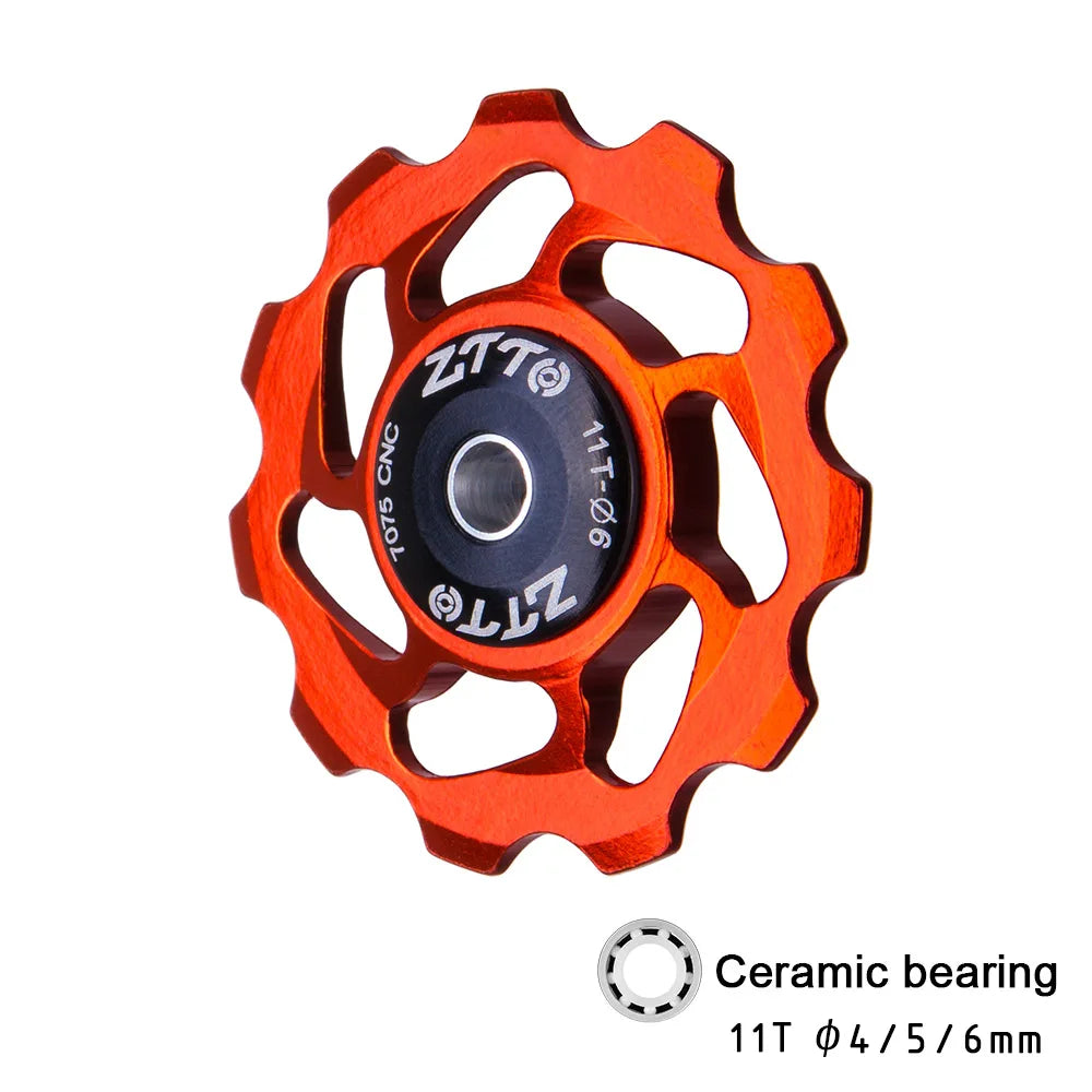 ZTTO 11T MTB Bicycle Rear Derailleur Jockey Wheel Ceramic Bearing Pulley AL7075 CNC Road Bike Guide Roller Idler 4mm 5mm 6mm